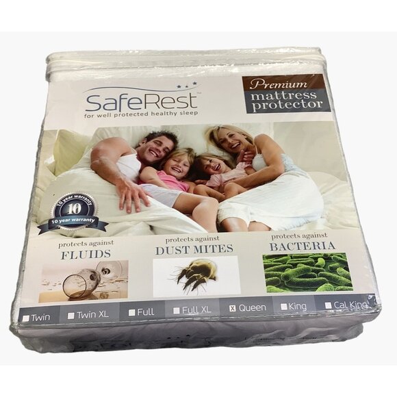 SafeRest Mattress Bed Cover Protector From Fluid Dust Mites Bacteria Queen - Picture 5 of 8